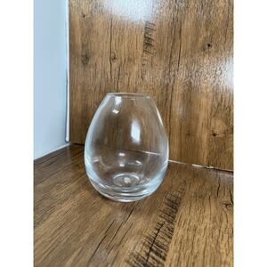 Vintage Teardrop Clear Glass Vase Hand blown Abstract Krosno Poland